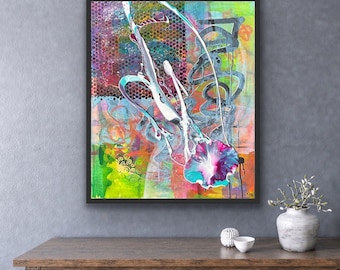 Modern Contemporary Abstract Painting | “Twist” Original Acrylic on Canvas |Expressionist Wall Art Urban Home Decor Loft Office Rental