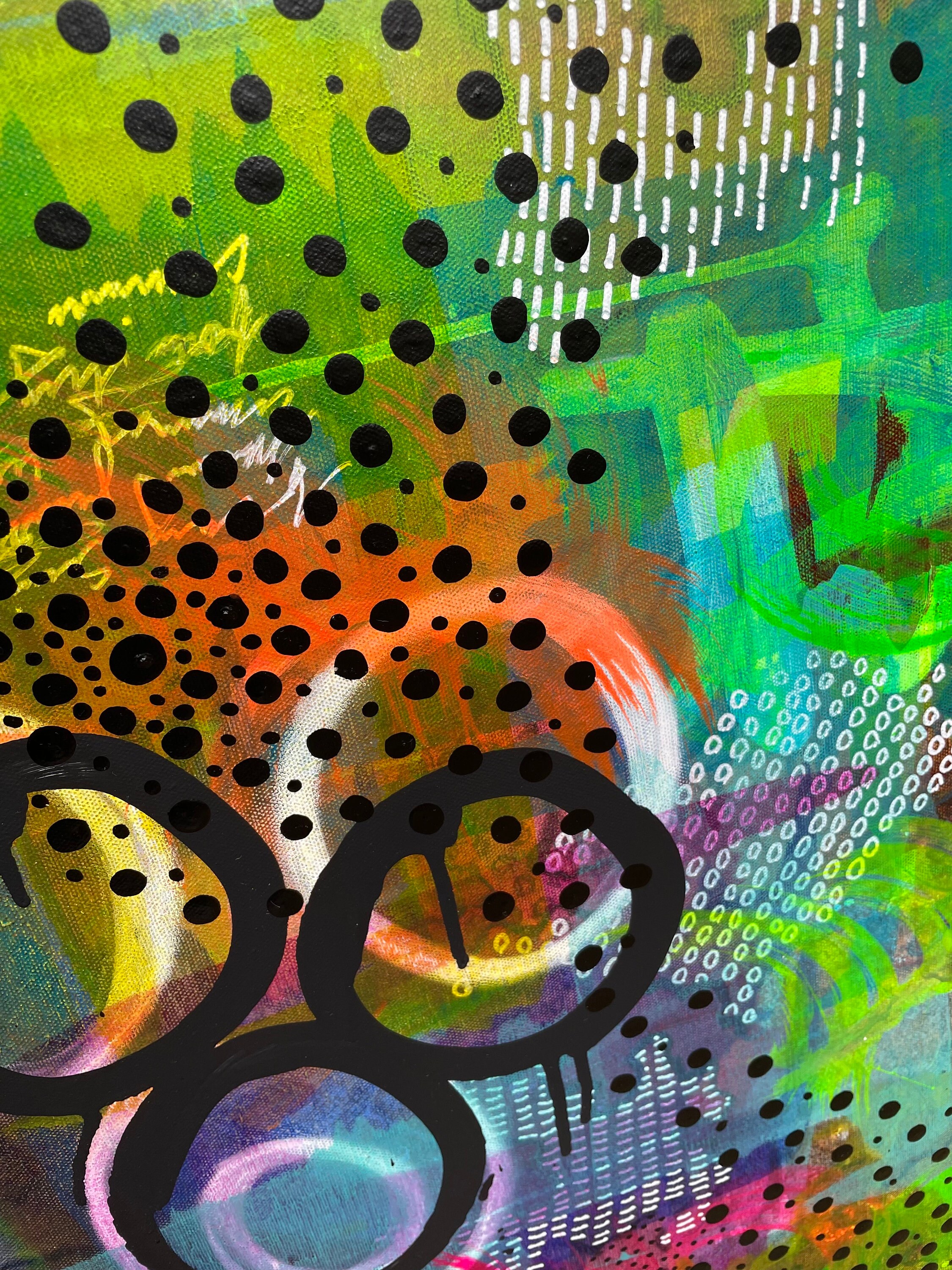 カラフルな抽象画「細部に層」 | オリジナル、24x36インチの