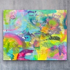 Abstract Painting “III” | Original Expressionist Acrylic on 24x30” Gallery Wrapped Canvas | Textured Urban Colorful Art for Loft Office Home