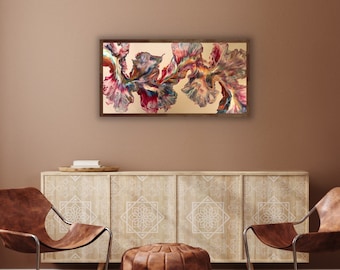 Cozy Fall Color Dutch Pour Painting | Original Acrylic Fluid Artwork on Canvas | Classy Neutral Art for Home and Holiday Decor, Gift Idea