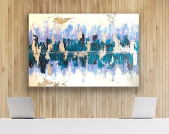 Beautiful "Horizon II" | Original Mixed Media Acrylic Painting on 24" x 36" Canvas | Stylish Work of Art for Commercial & Home Decor