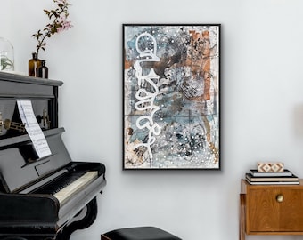 Abstract Expressionist Painting “Flurry” | Original, Acrylic on 24x36” Canvas | Textured Urban Colorful Art Graffiti for Loft Office Home