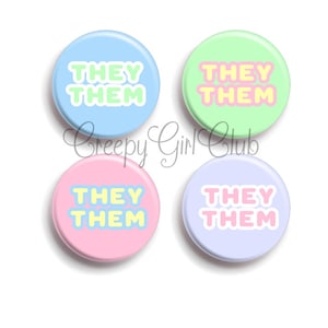Choose Your Own Pastel Personal Pronoun Pin Pack: He/Him, She/Her, They/Them | trans rights non-binary kawaii baby they them he him she her