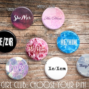 Choose Your Own Pronoun Pins: She/Her He/Him They/Them Xe/Xem Ey/Em Ze/Zir Non-binary. You Decide Your Gender Identity. Trans Rights. LGBTQ