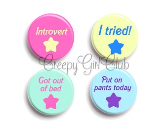 I Did An Okay Job Motivational Adulting Pins: Introvert, I Tried, Got Out Of Bed, Put On Pants Today