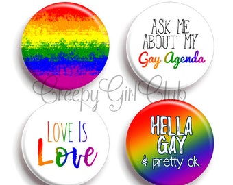 Gay Pride 4 Button Pin Set