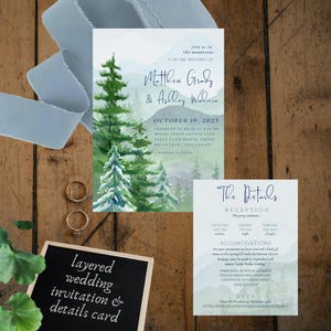 Mountain Wedding Invitation Set - Canva Template, Editable Wedding Invitation, Mountain Wedding, Wedding Invitation & Details Card