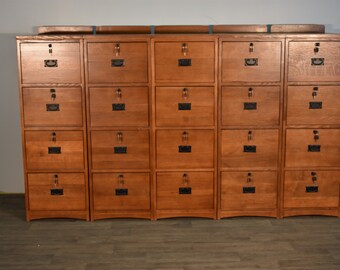 Mission Style Solid Oak 4 Drawer File Cabinet With Locking Etsy