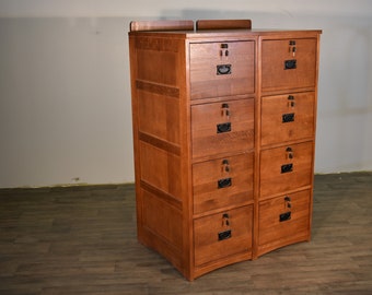 Mission Style Solid Oak 4 Drawer File Cabinet With Locking Etsy