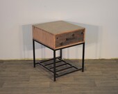 Rustic Distressed Industrial Solid Wood 1-Drawer End Table