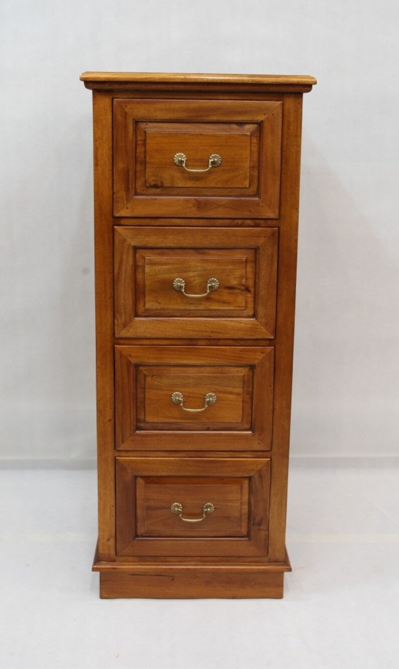 Solid Mahogany Wood 4 Drawer File Light Brown Walnut Etsy