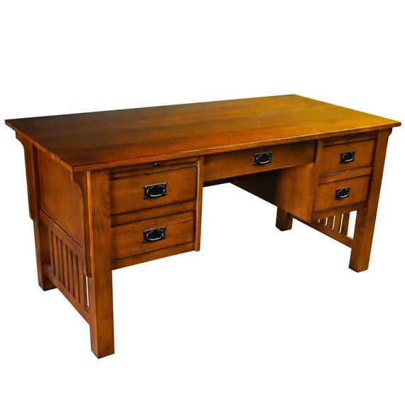Mission Style Solid Quarter Sawn White Oak Desk Library Table Etsy
