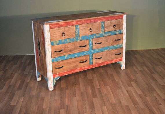 Rustic Farmhouse Style Solid Multi Colored Dresser Chest Of Etsy