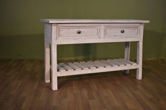 Rustic Vintage Style Sofa Table With Two Drawers Console Etsy