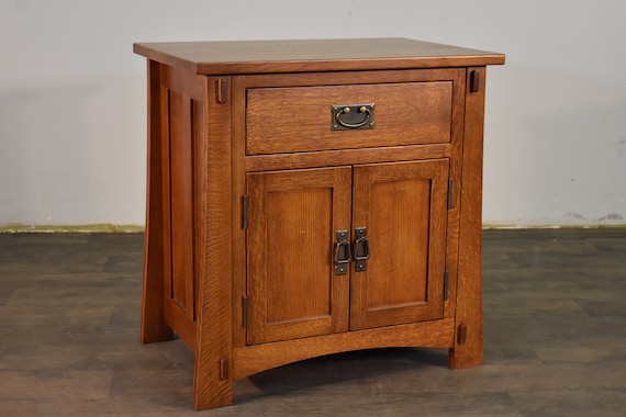 Mission Solid Quarter Oak Nightstand End Table With Storage Etsy
