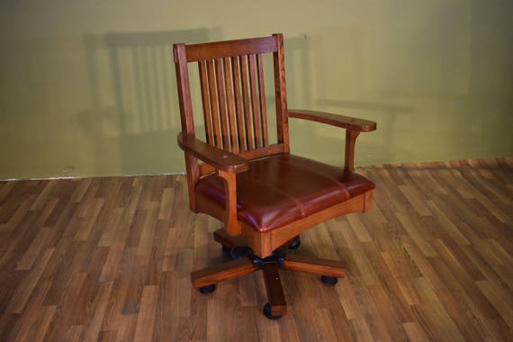 Mission Style Solid Quarter Sawn White Oak Desk Chair With Etsy