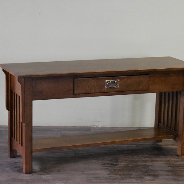 Mission Quarter Sawn Oak Sofa Table with One Drawer, Media Console, Entry way console - Walnut