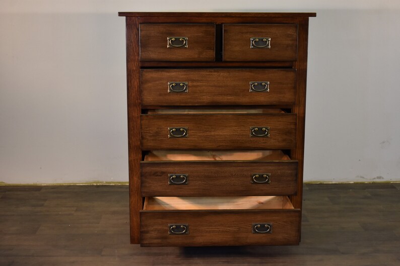 Walnut Mission Quarter Sawn Oak 6 Drawer Dresser