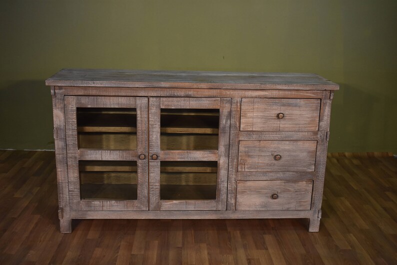 Rustic Farmhouse Style Solid Wood 60 inch TV Stand Sideboard Console