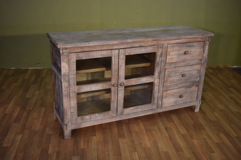 Rustic Farmhouse Style Solid Wood 60 inch TV Stand Sideboard Console