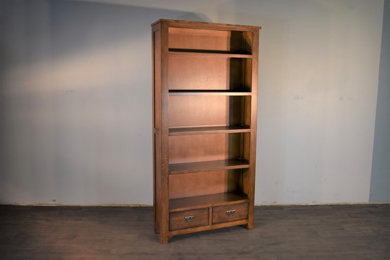 Mission Quarter Sawn White Oak Open Shelf Bookcase Walnut Image 0