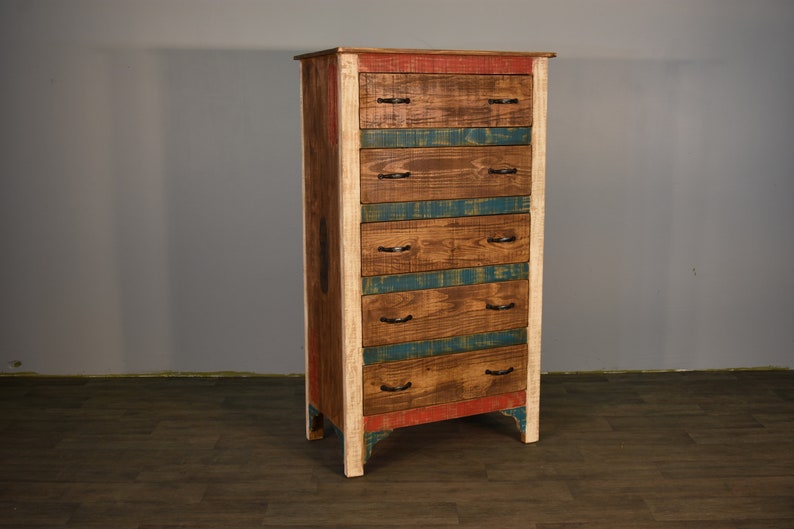 Rustic Farmhouse Style Solid Wood 5 Drawer Dresser