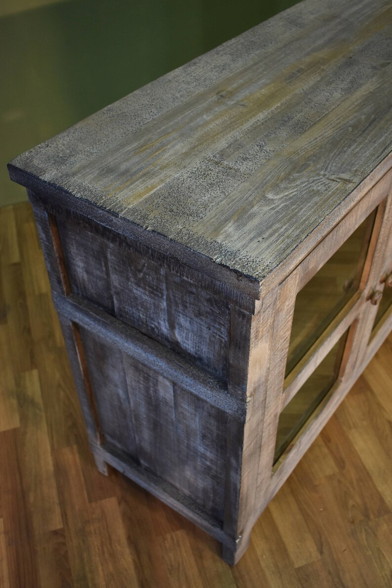 Rustic Farmhouse Style Solid Wood 60 inch TV Stand Sideboard Console