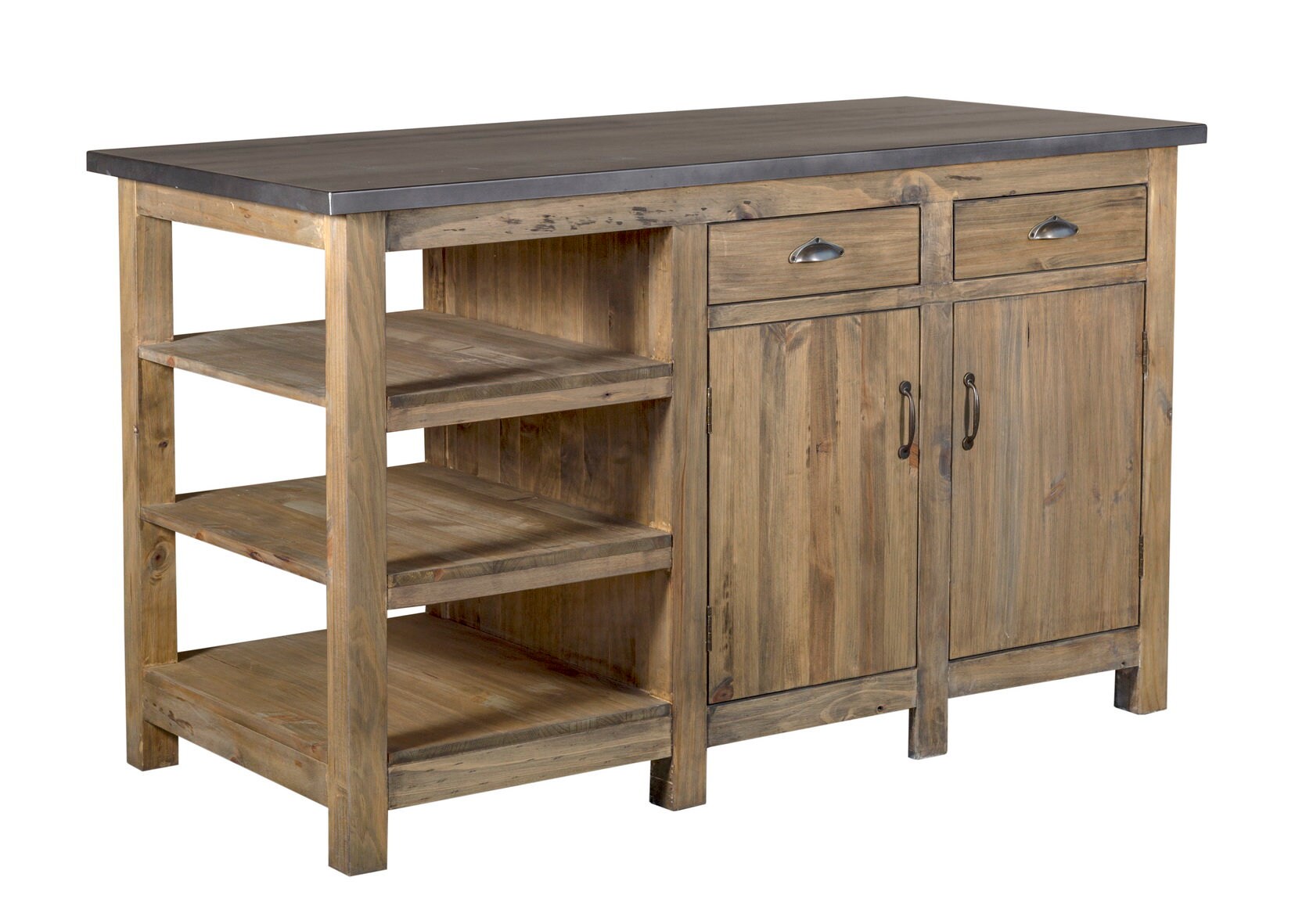 Rustic Farmhouse Reclaimed Wood Kitchen Island W Zinc Top Etsy