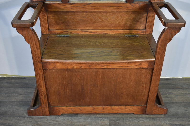 Mission Solid White Oak Hall Tree with Umbrella stand Seat Etsy