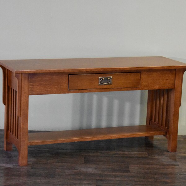 Mission Quarter Sawn Oak Sofa Table with One Drawer, Media Console, Entry way console - Michael's Cherry