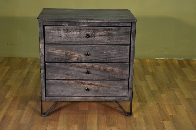 Rustic Industrial Style Solid Parota Wood 2drawers Nightstand Etsy