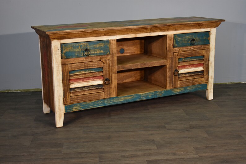 Rustic Farmhouse Style Solid Wood 60 Inch TV Stand / Media Etsy