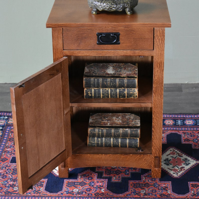 Mission Style Solid Oak Nightstand / End Table with drawer and Etsy