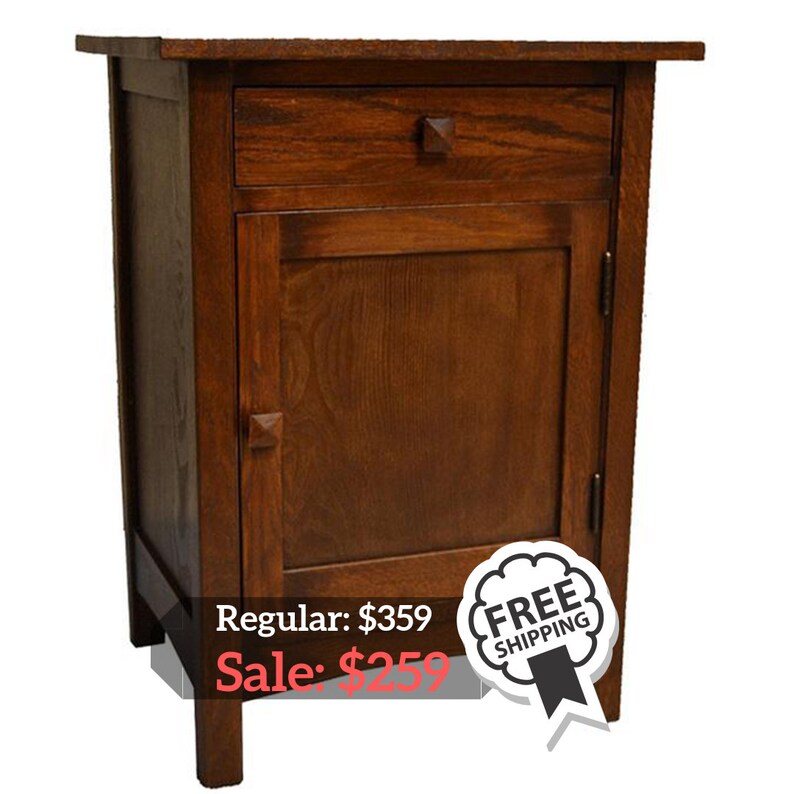 Mission Style Solid Oak Nightstand / End Table with drawer and Etsy