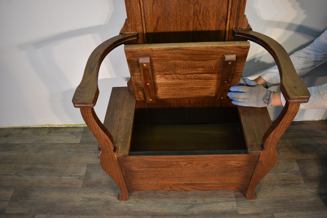 Mission Solid White Oak Hall Tree with Storage and Sitting Etsy
