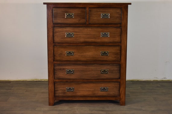 Mission Quarter Sawn Oak 6 Drawer Dresser Walnut Etsy