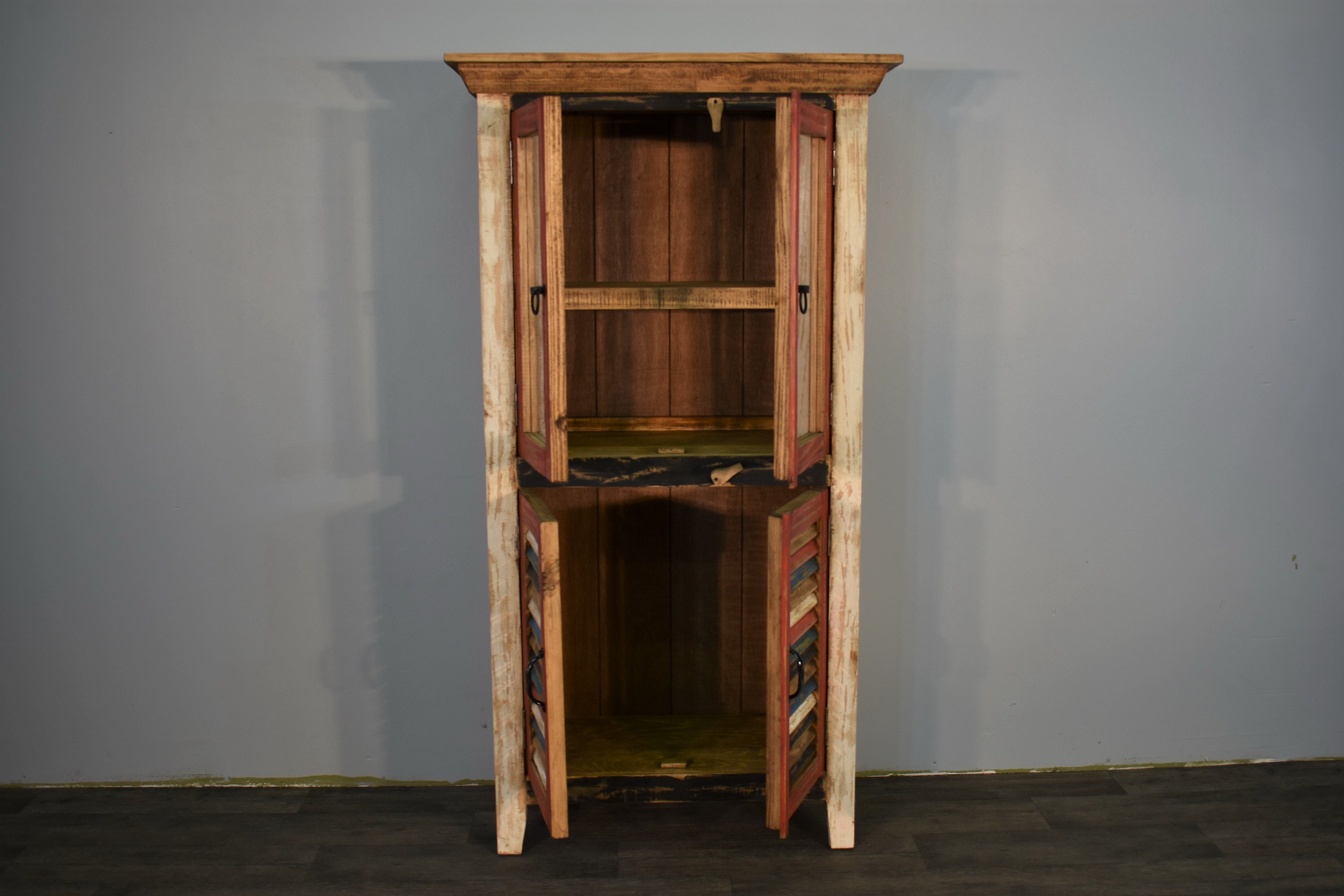 Rustic Farmhouse Style Solid Wood China with Glass Etsy