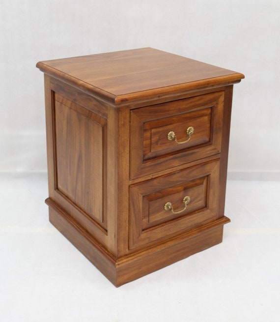 Solid Mahogany Wood 2 Drawer File Cabinet Light Brown Walnut Etsy
