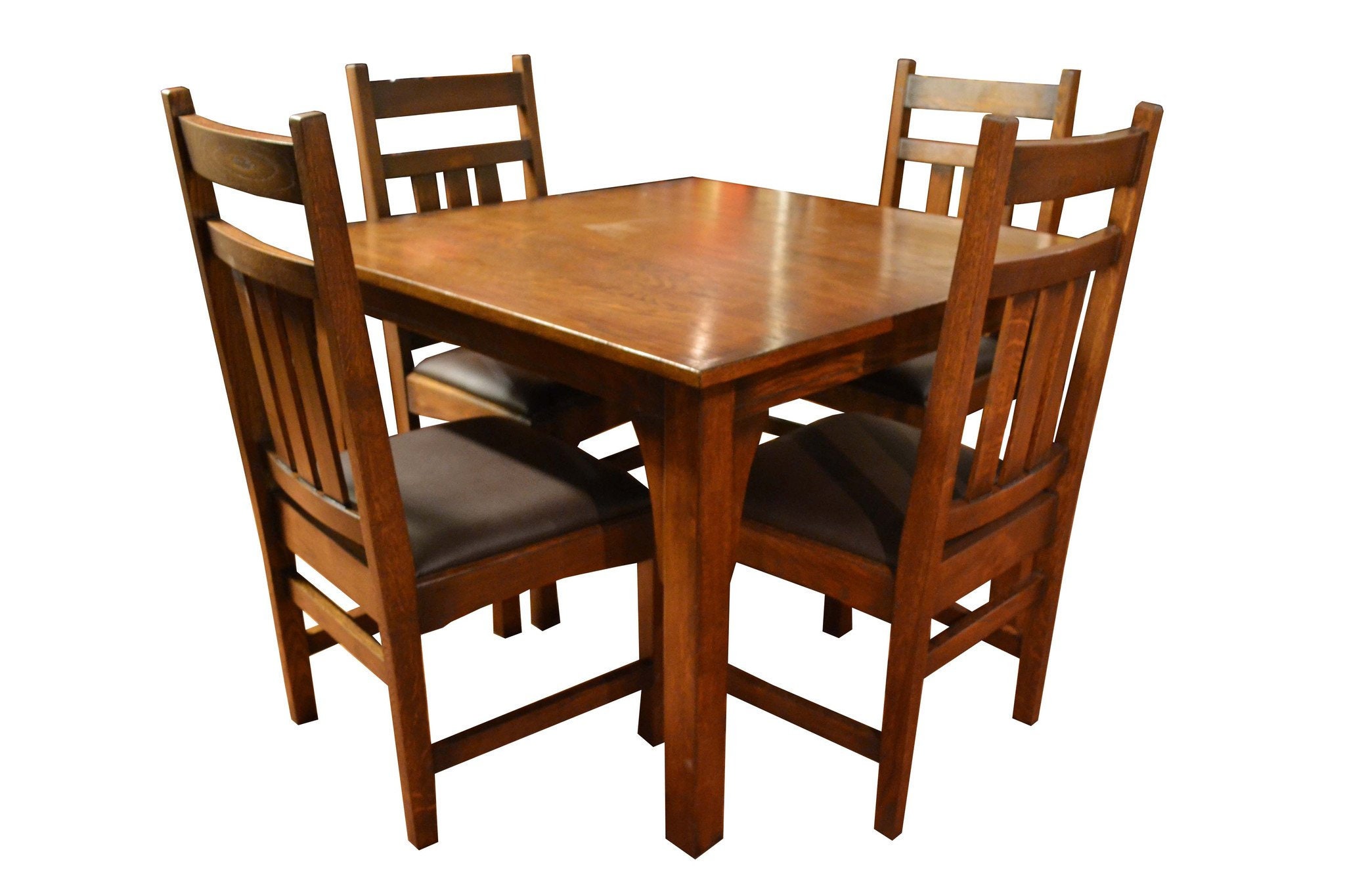 Mission Oak Kitchen Table and 4 Oak Dining Chairs Pre Etsy