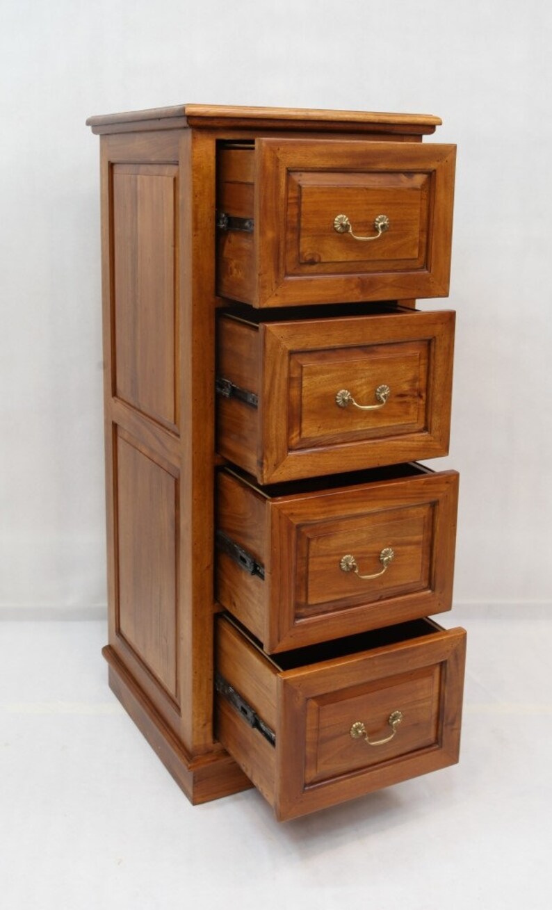 Solid Mahogany Wood 4 Drawer File Light Brown Walnut Etsy