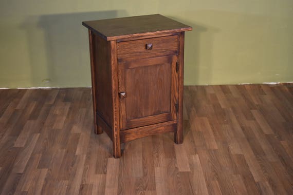 Mission Style Solid Oak Nightstand End Table With Drawer And Etsy