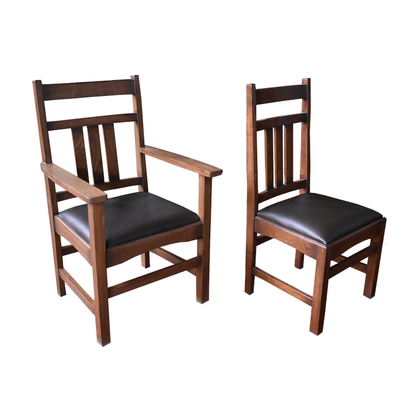 Mission Craftsman Style Solid Oak and Leather Dining Chair | Etsy