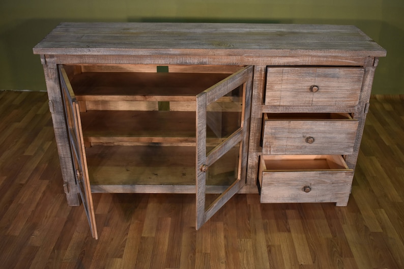 Rustic Farmhouse Style Solid Wood 60 inch TV Stand Sideboard Console