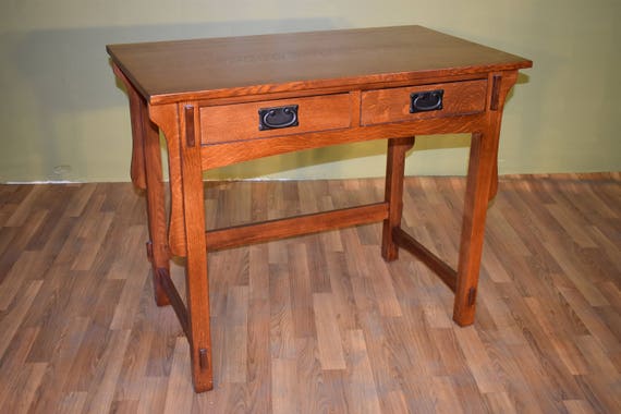 Mission Style Solid Quarter Sawn White Oak Desk Library Etsy