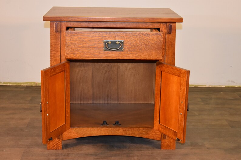 Mission Solid Quarter Oak Nightstand / End Table with storage Etsy