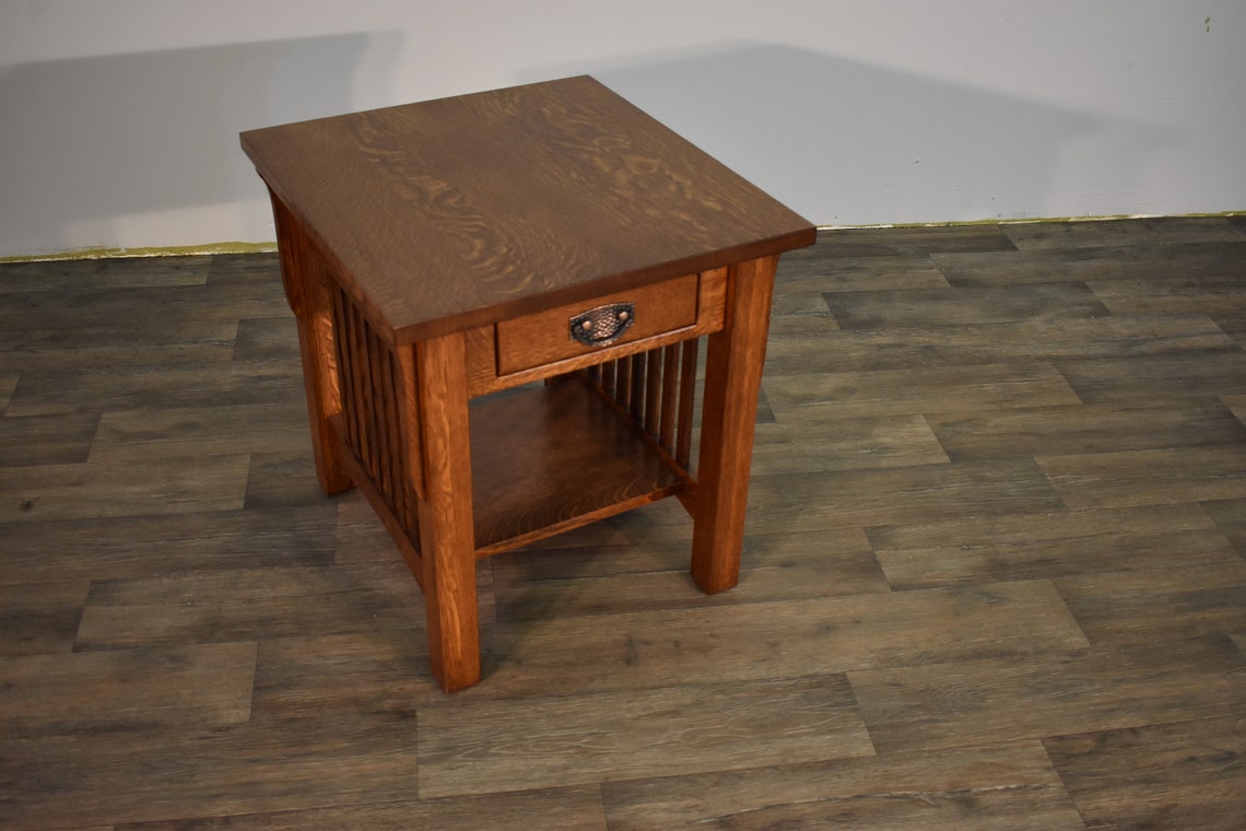 Mission Quarter Sawn White Oak End Table in Golden Brown Stain Etsy