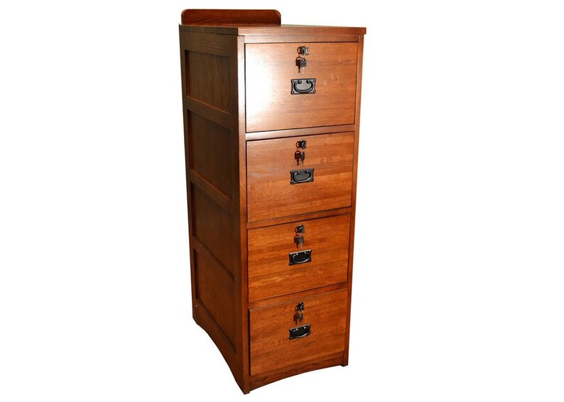 Mission Style Solid Oak 4 Drawer File Cabinet With Locking Etsy