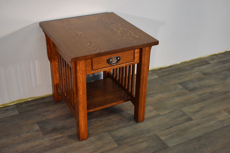 Mission Quarter Sawn White Oak End Table in Golden Brown Stain Etsy