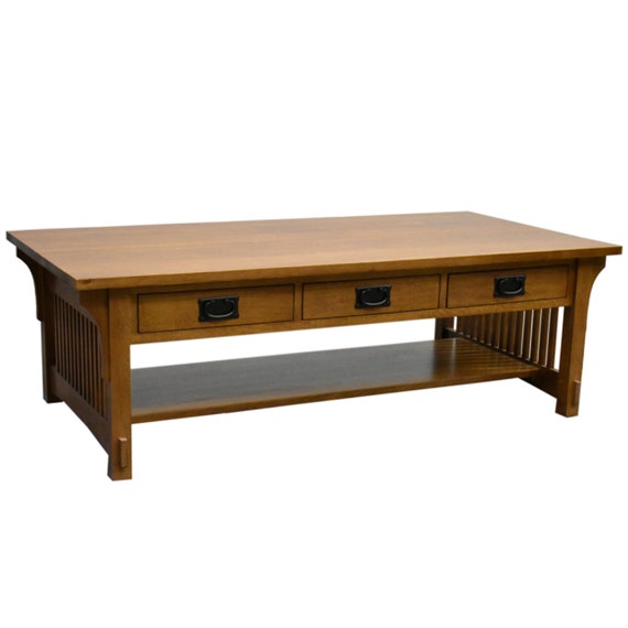 Mission Crofter Style 6 Drawer Coffee Table Made With Quarter - Oak Coffee Table With 6 Drawers Mission Crofter Style 6 Drawer Coffee Table Made With Quarter - Oak Coffee Table With 6 Drawers
