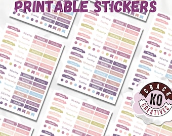PRINTABLE *ONLY* Days of the Week Label Kit | Circle Flags | Planner Stickers
